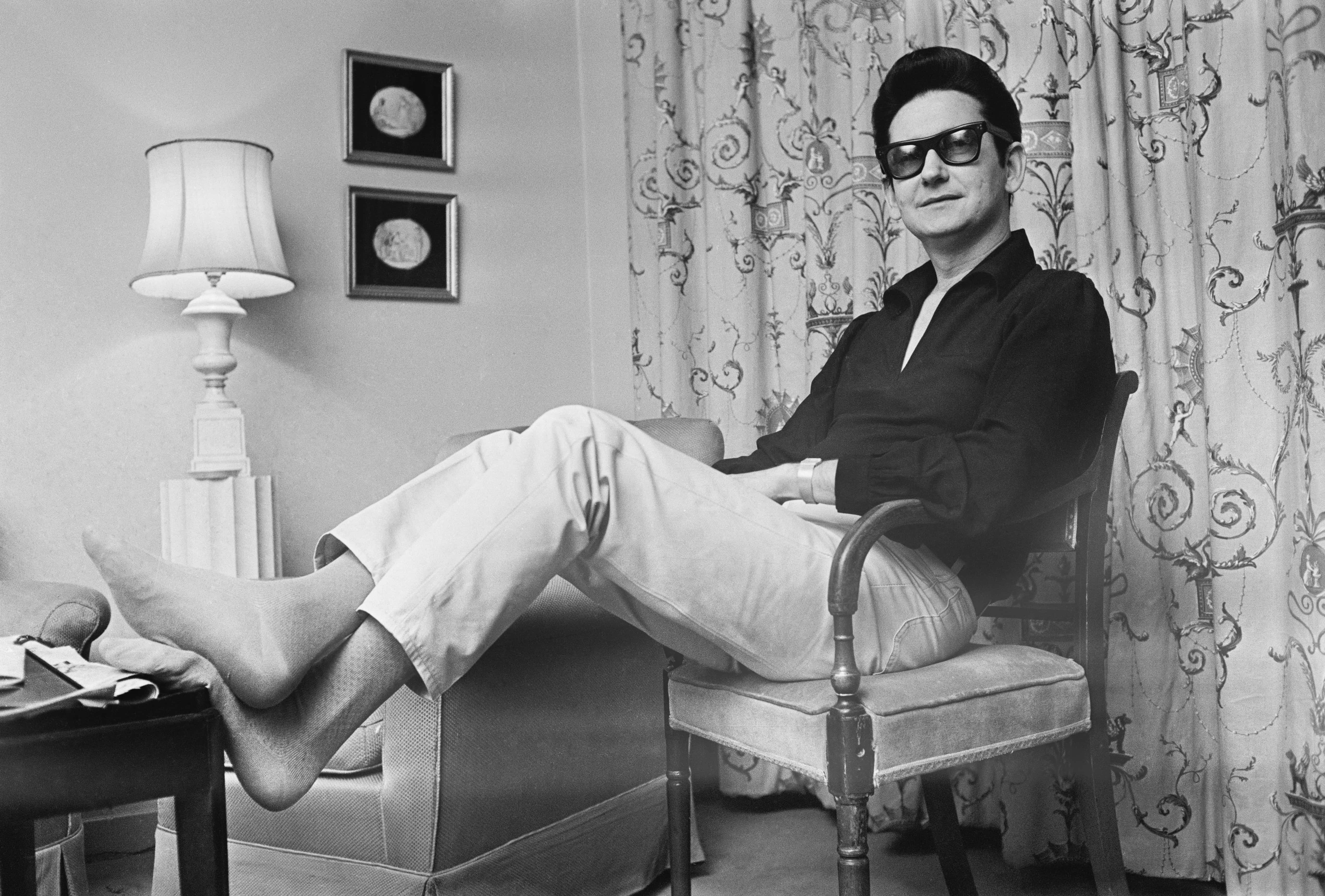 Singer-songwriter Roy Orbison in his room.
