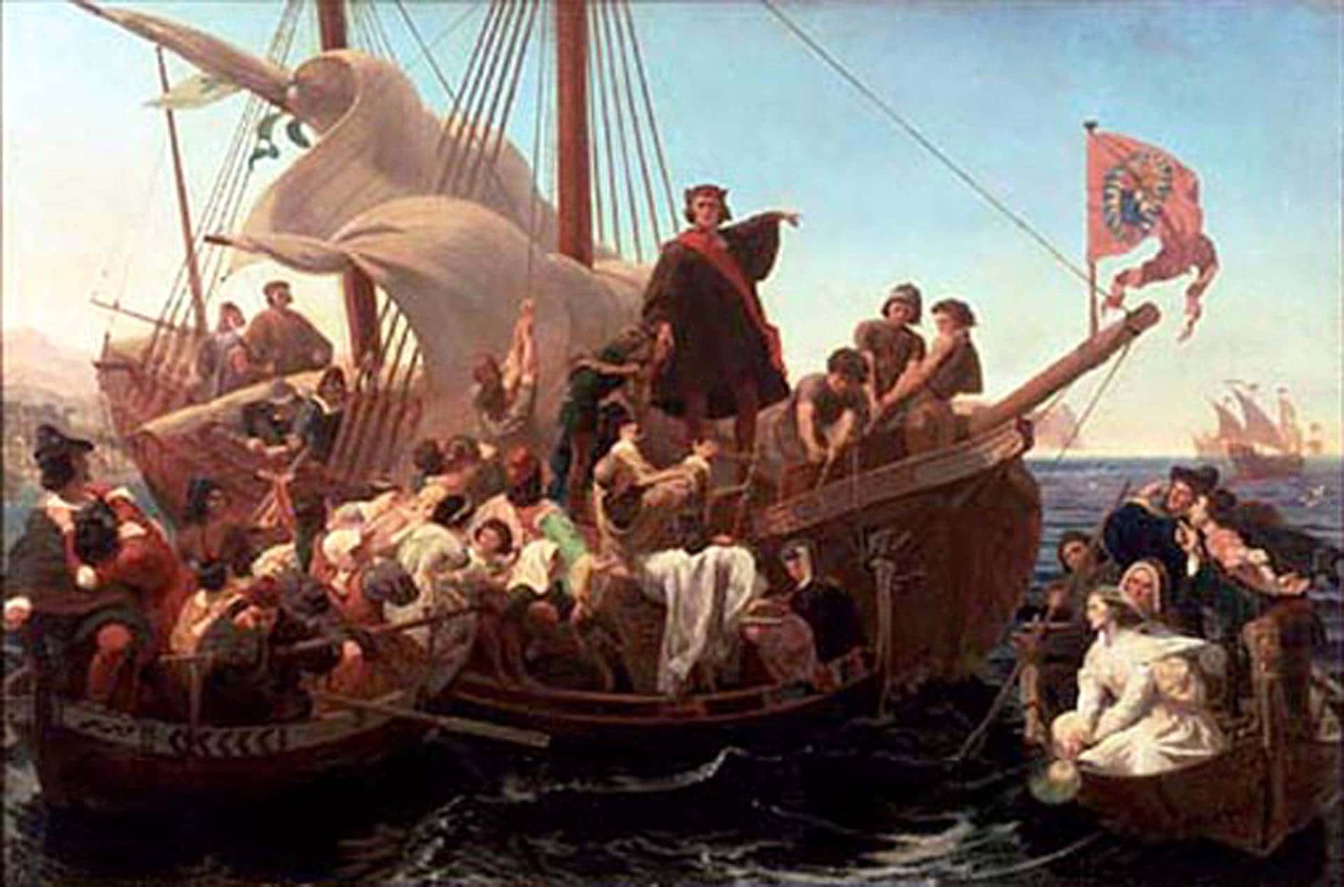 Christopher Columbus on Santa Maria in 1492