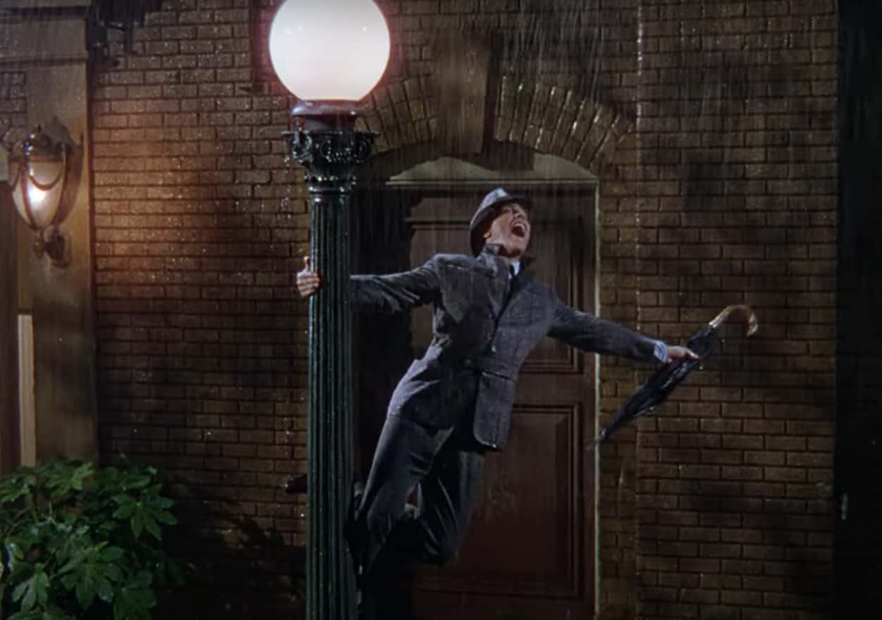 Gene Kelly in Singin' in the Rain, singing in rain scene