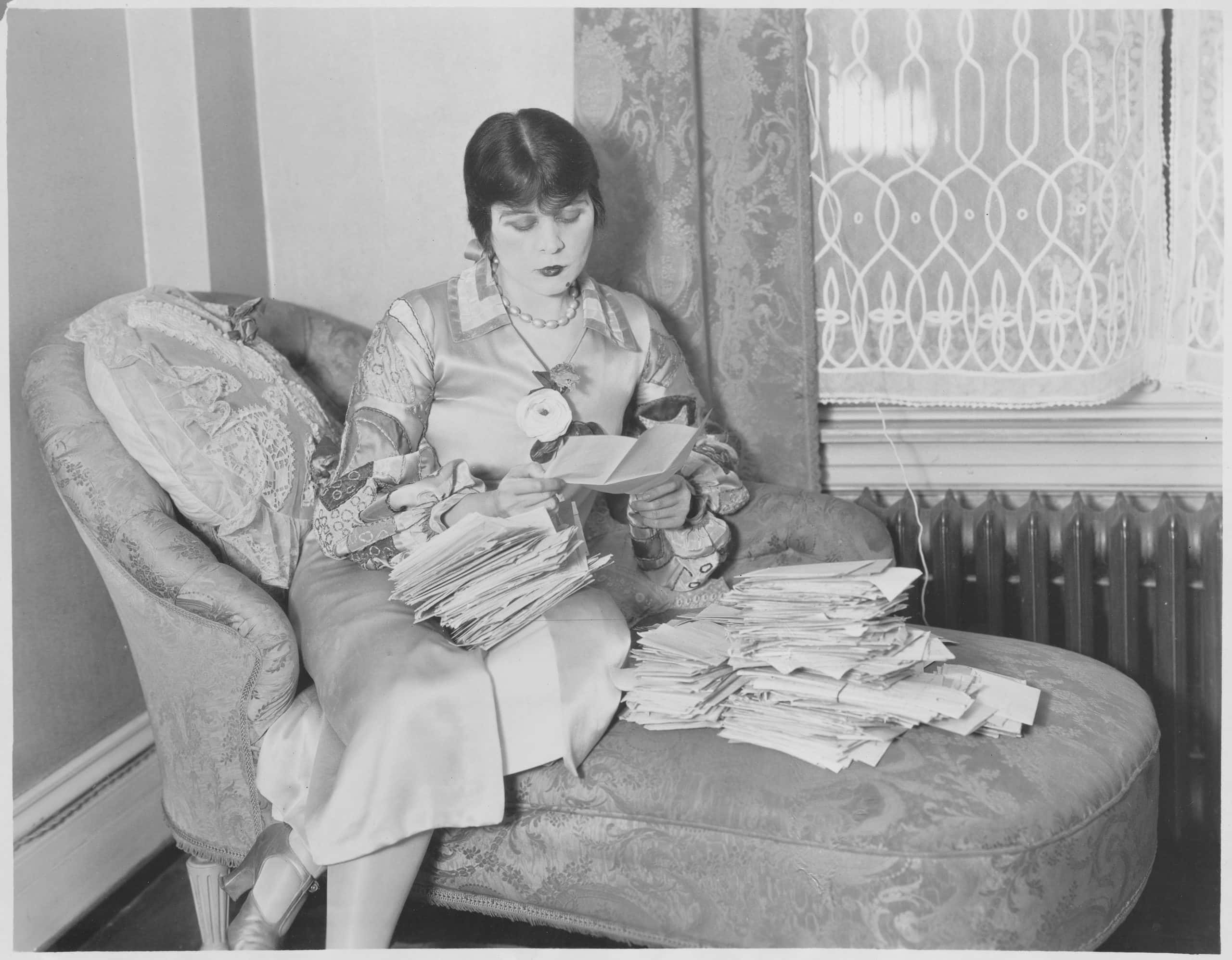 Theda Bara Reading Fan Letters