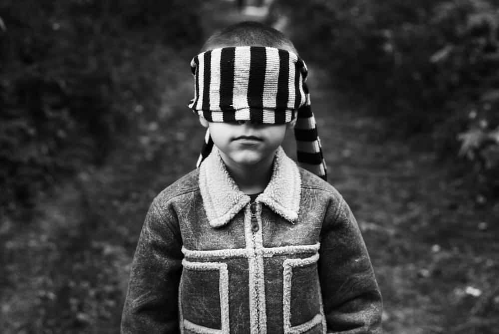 Blindfolded kid