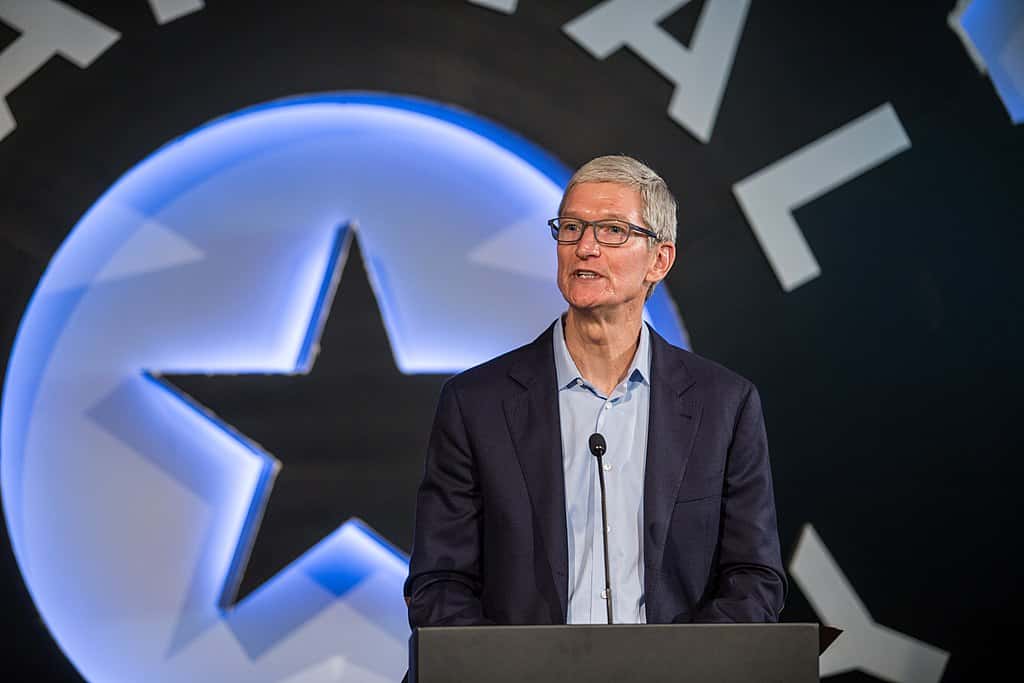 Apple CEO Tim Cook speaking