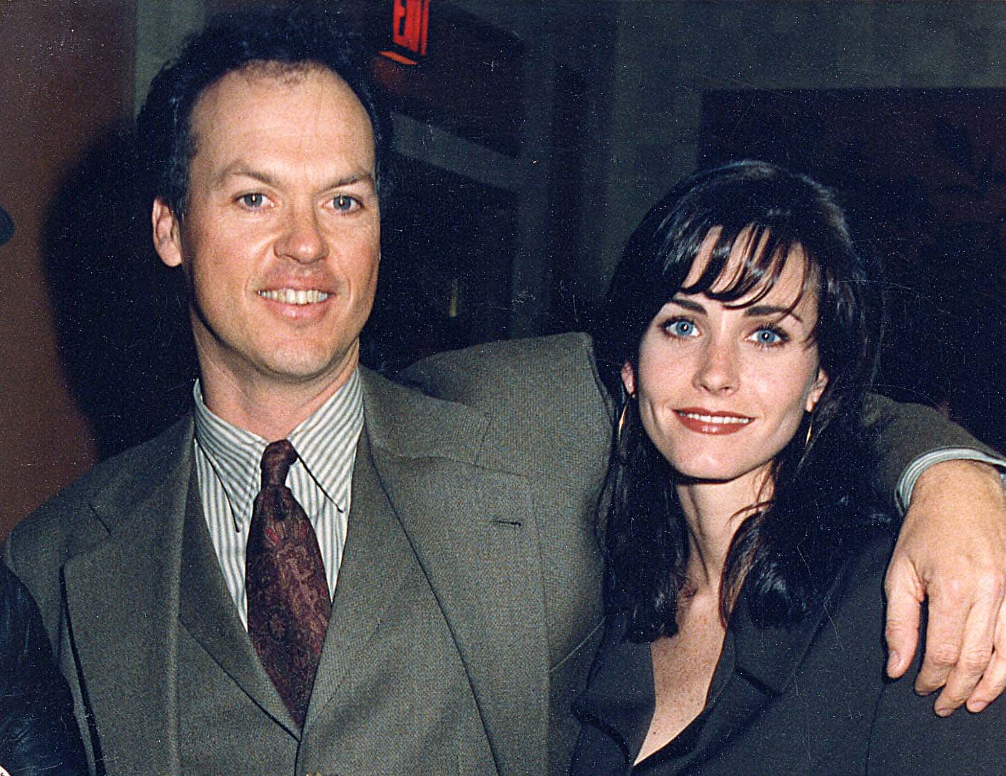 Michael Keaton & Courteney Cox during 1992 ShoWest