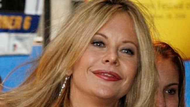 Actress Meg Ryan wearing a red lipstick