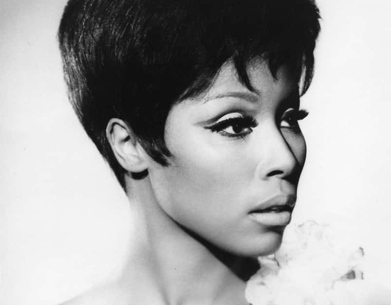 Portrait of the actress Diahann Carroll with short hair