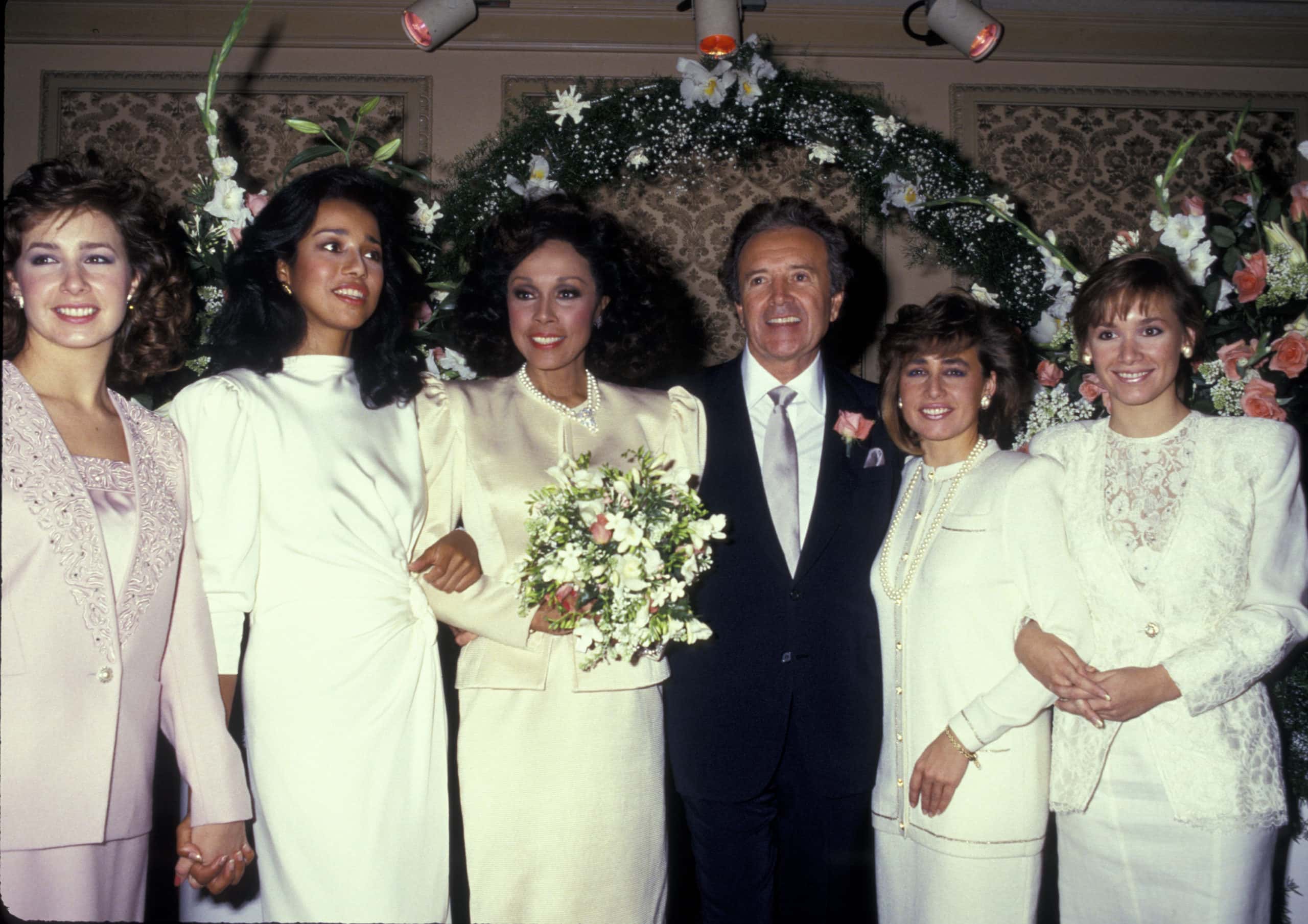 Diahann Carroll, Vic Damone, and wedding guests during Wedding of Diahann Carroll And Vic Damone at Golden Nugget Casino