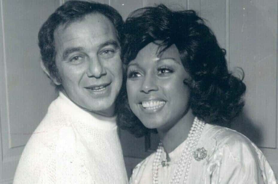 Newlyweds Frederick Glusman and Diahann Carroll standing next to each other