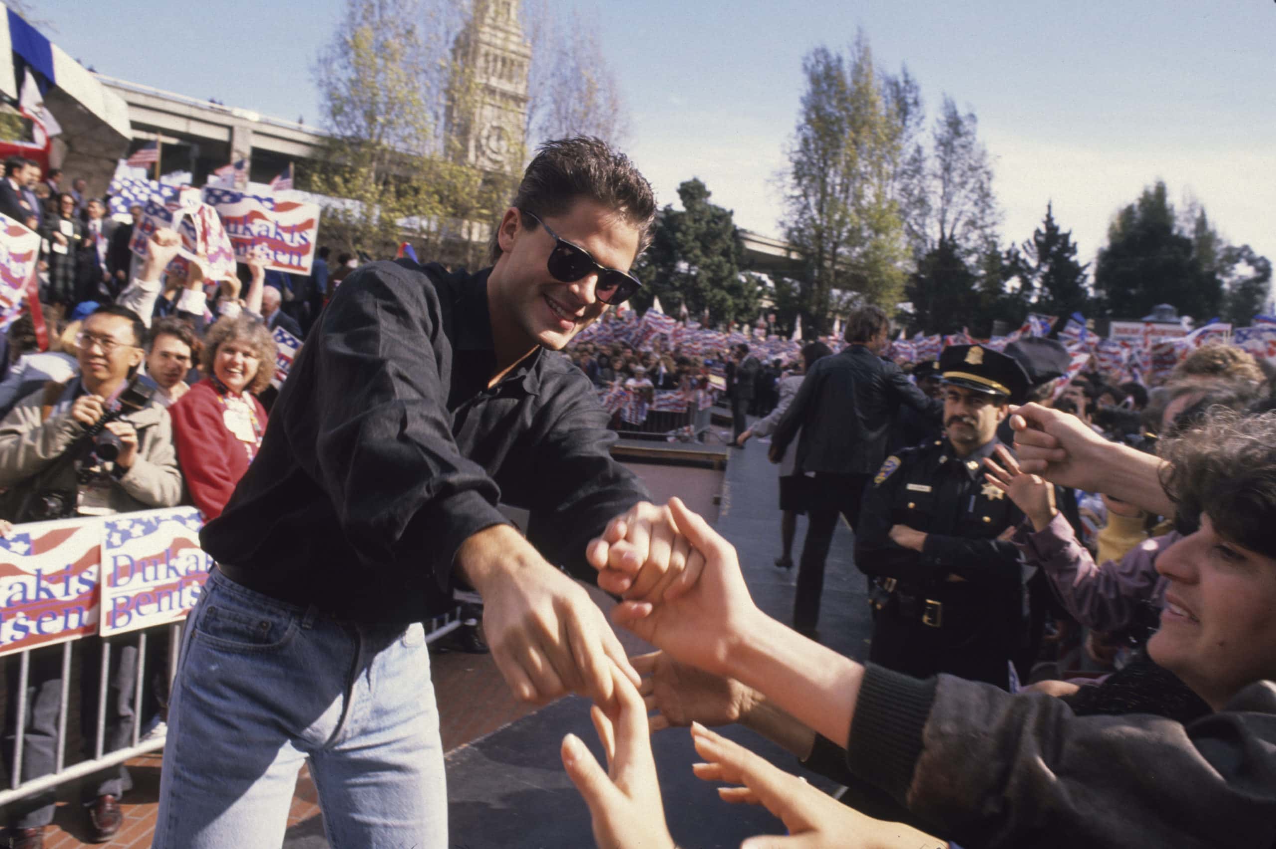 Robe Lowe Campaign in San Francisco for Michael Dukakis