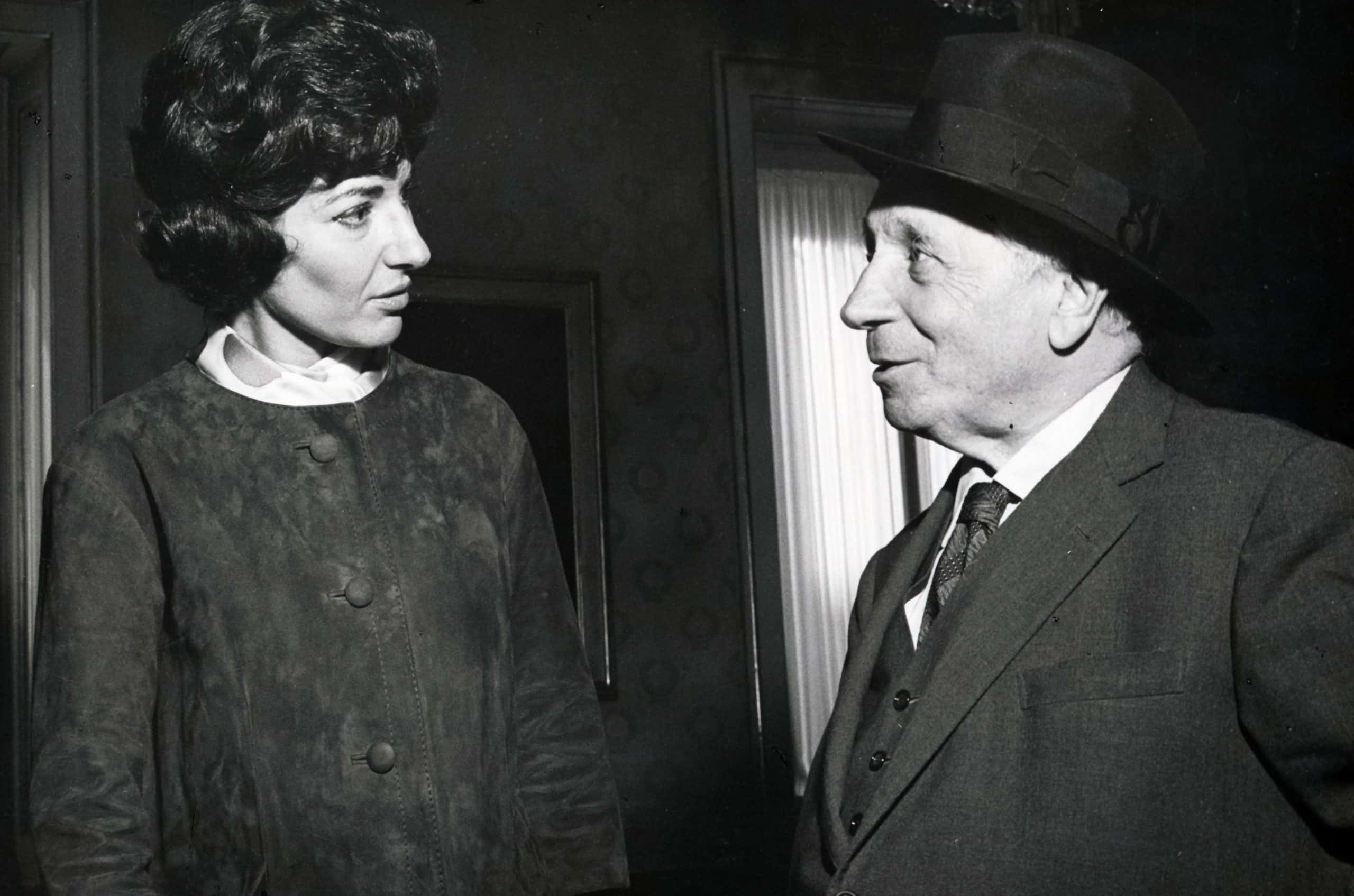 Greek-born American soprano Maria Callas and Italian conductor Tullio Serafin at La Scala during the recording of the disc Norma, taken from the homonymous opera by Vincenzo Bellini. Milan