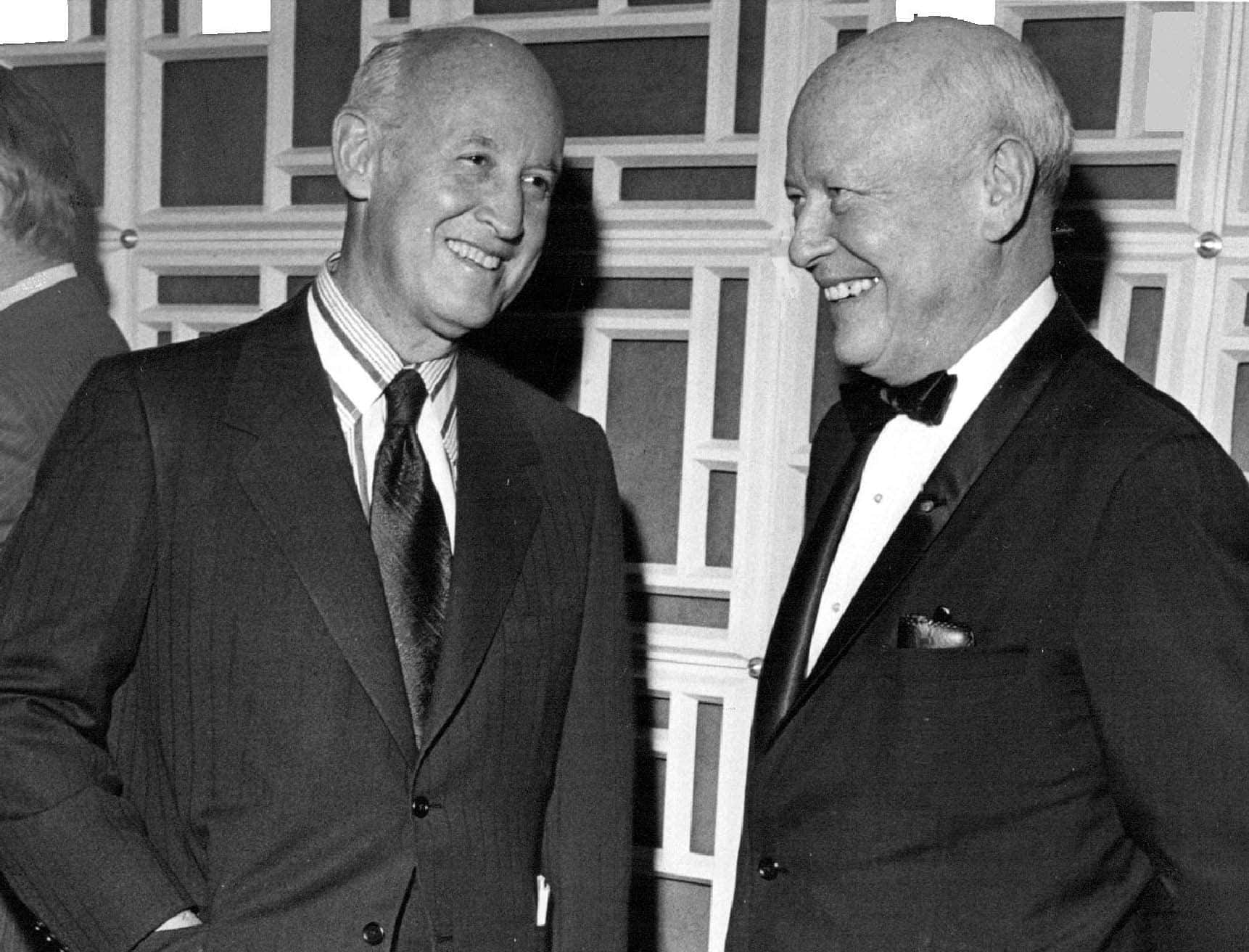 Metropolitan Opera Dignitary Spotlighted Myron Neusteter, left, president of Central City Opera House Association, chats with Francis Robinson, assistant manager of the Metropolitan Opera