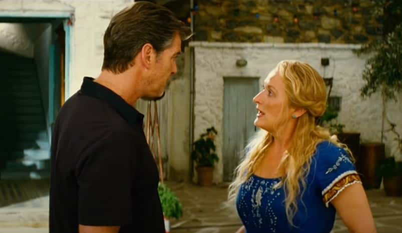 A visually captivating still taken from a pivotal moment in the film Mamma Mia! (2008)