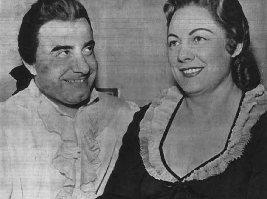 Portrait Photo of Umberto Borsò and Renata Tebaldi in Andrea Chénier, smiling