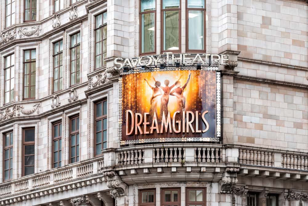 Closeup of Savoy Theatre and Dreamgirls sign