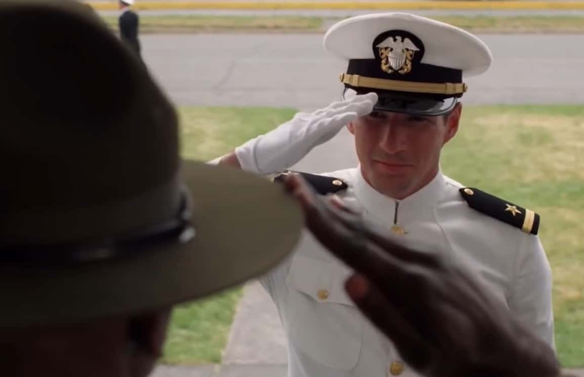 A visually captivating still taken from a pivotal moment in the film An Officer and a Gentleman (1982)