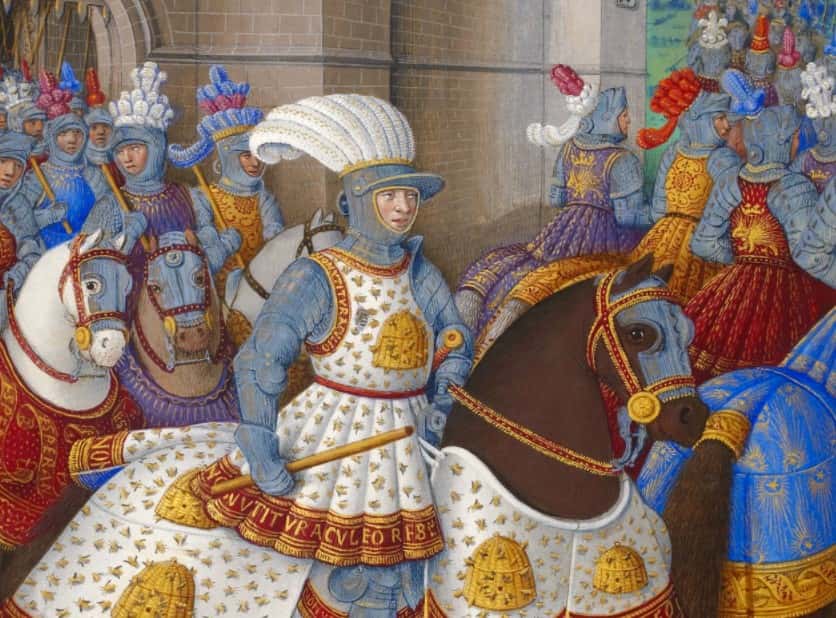 King of France Louis XII in 1507 riding out of the fortress of Alexandria with his army