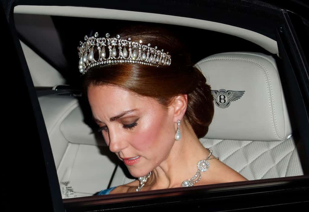 Catherine, Duchess of Cambridge departs Kensington Palace to attend a State Banquet - 2018
