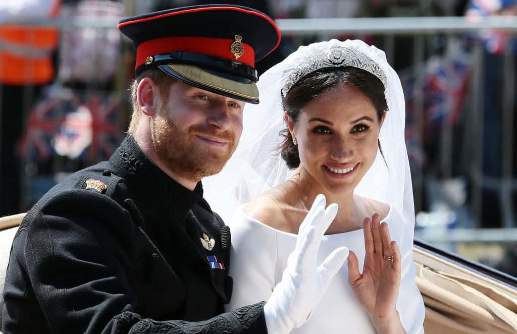 Prince Harry, Duke of Sussex and his wife Meghan, Duchess of Sussex wave from the Ascot Landau Carriage - 2018