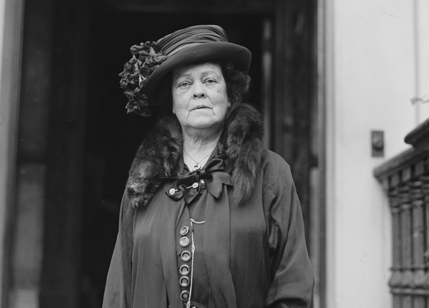 Alva Vanderbilt looking at camera.