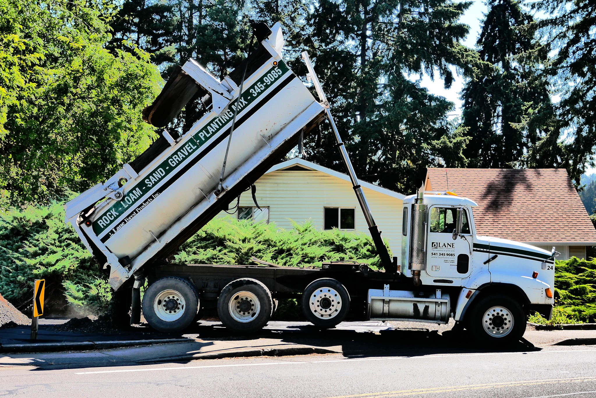 Truck dumping dirt