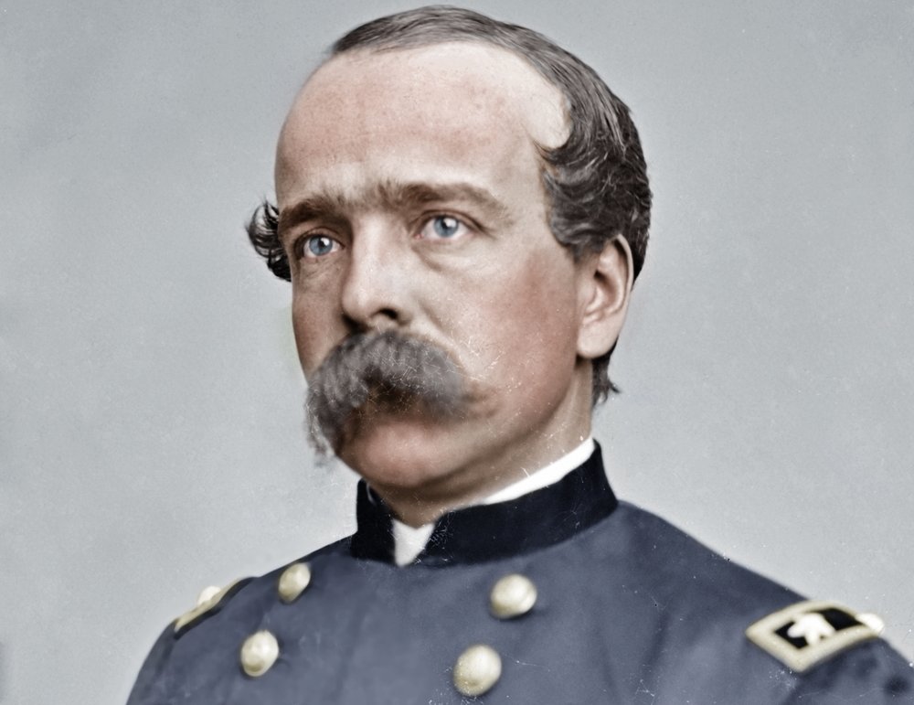 Portrait of Civil War Union General Daniel Butterfield colorized, in military uniform