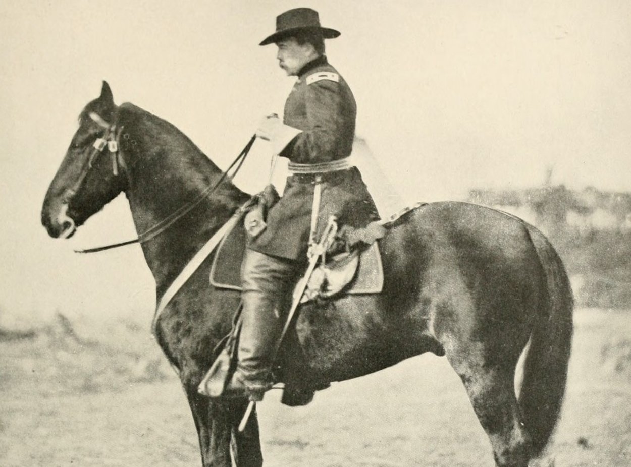 Union General Daniel Butterfield on a horse 