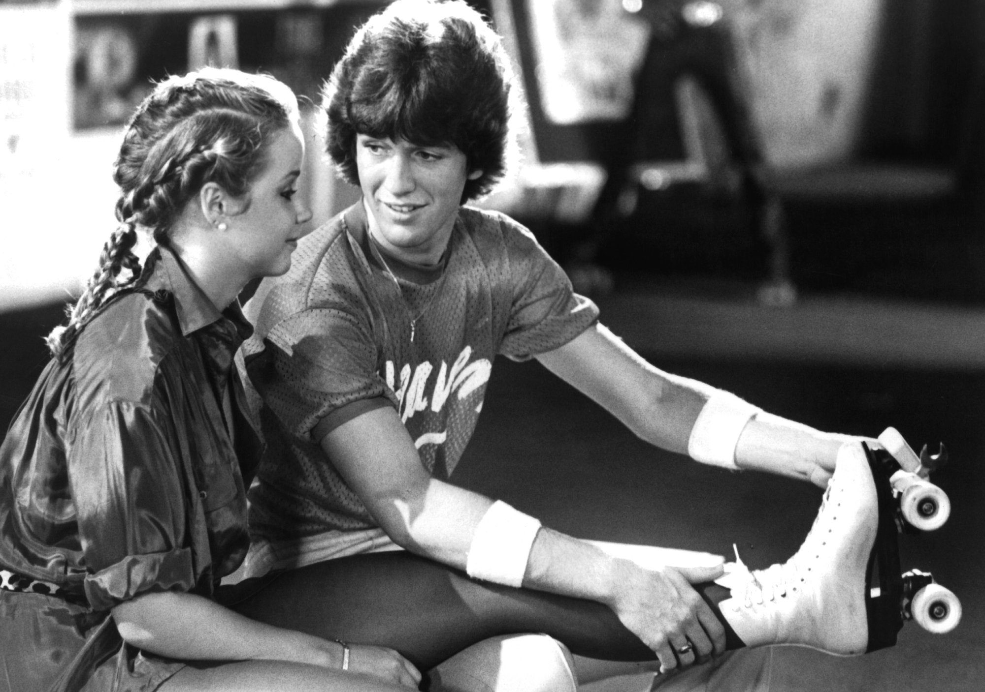 Actress Linda Blair and actor Jim Bray on set of the United Artist movie 