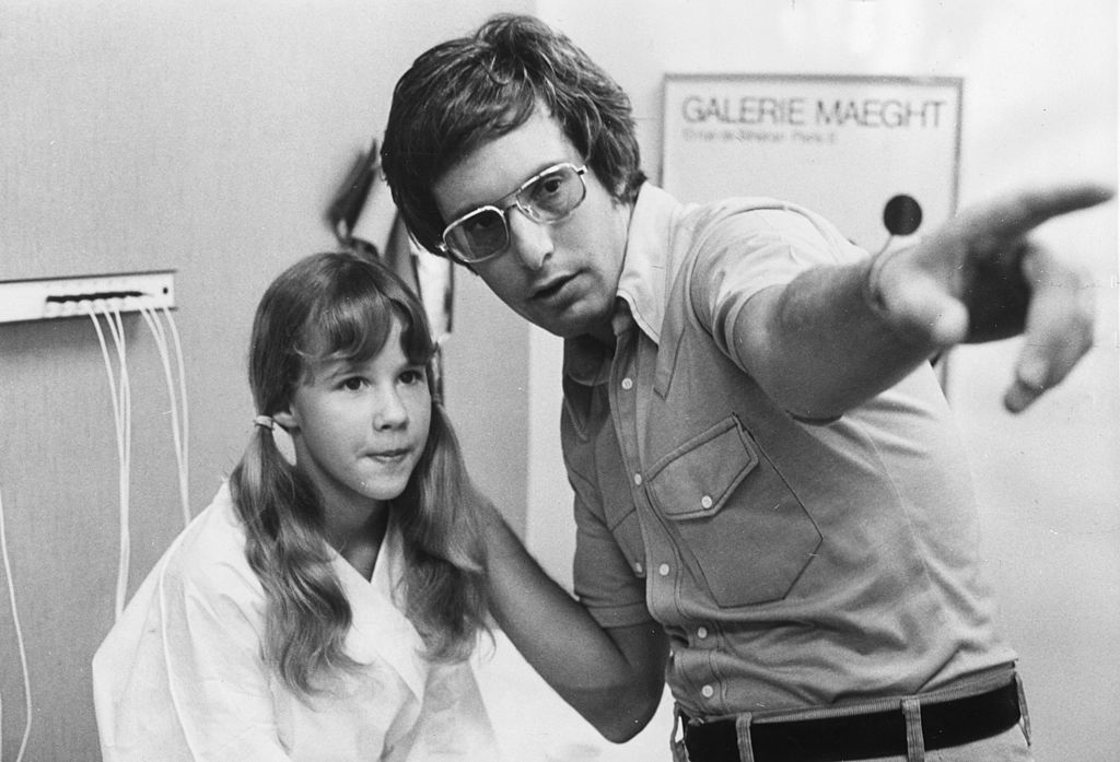 William Friedkin and Linda Blair during the making of the Exorcist
