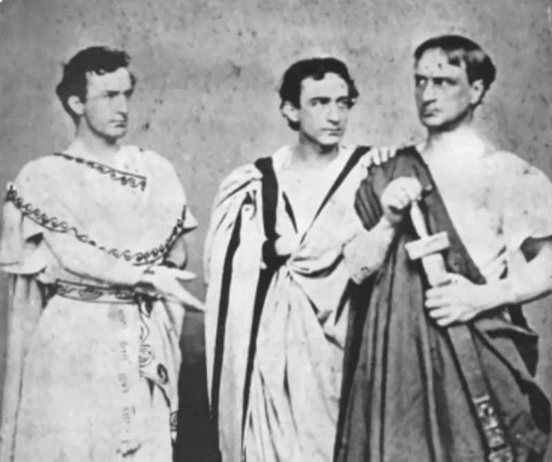 John Wilkes Booth, Edwin Booth and Junius Booth, Jr. (from left to right) in Shakespeare’s Julius Caesar in 1864
