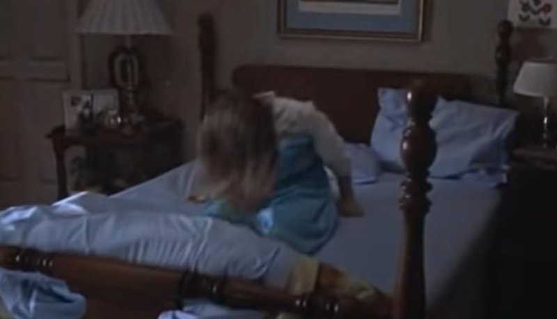 Linda Blair in The Exorcist 1973 bouncing on bed scene