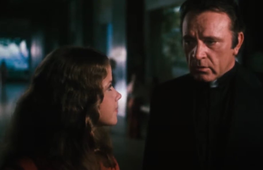 Richard Burton and Linda Blair in Exorcist II: The Heretic 1977 