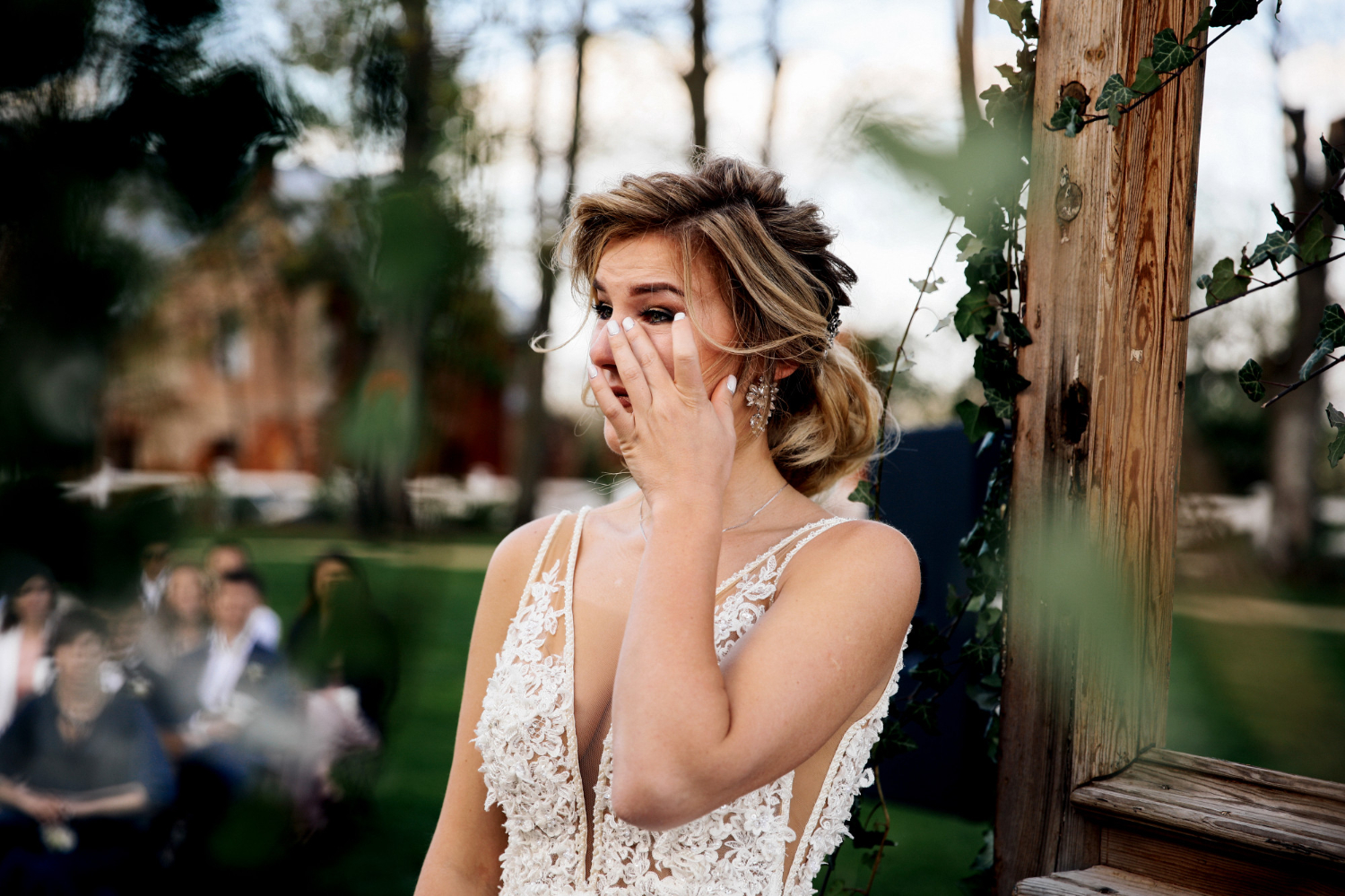 Bride is crying