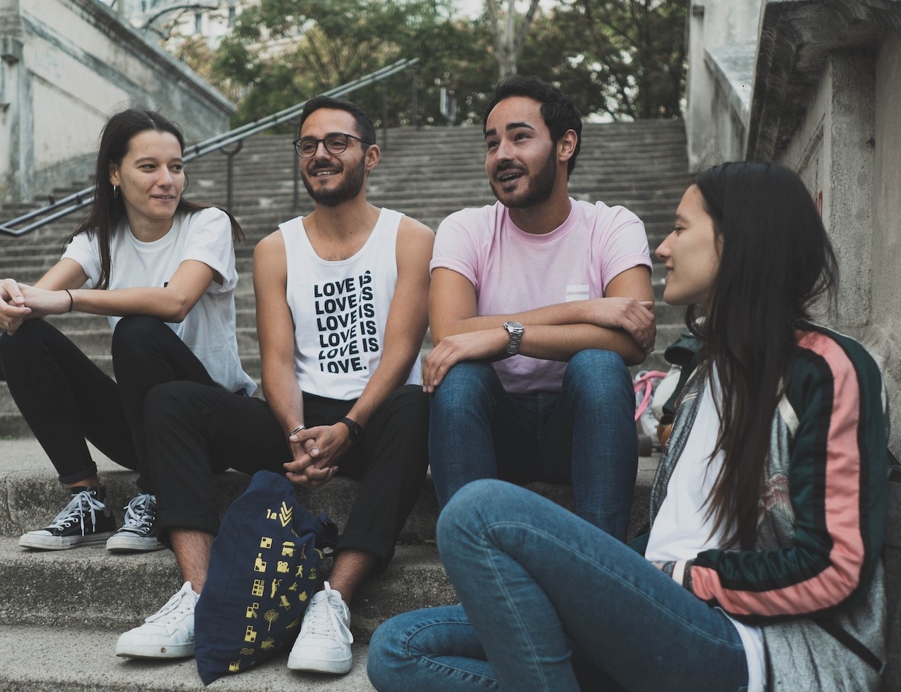 Students talking outside