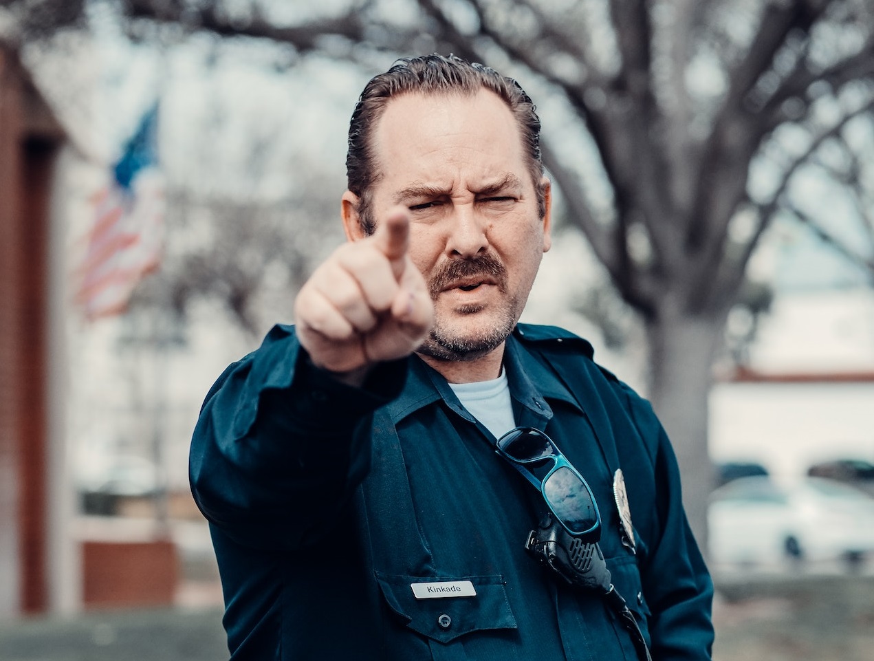Police officer pointing