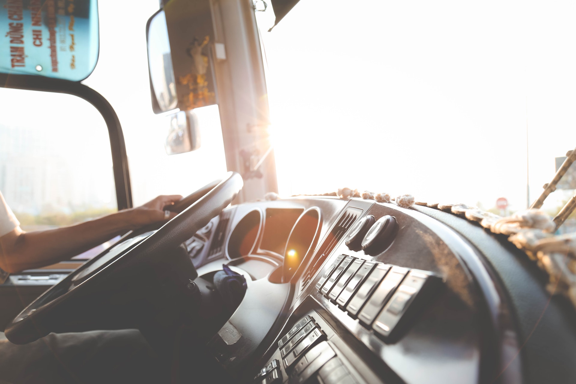 Man driving a bus