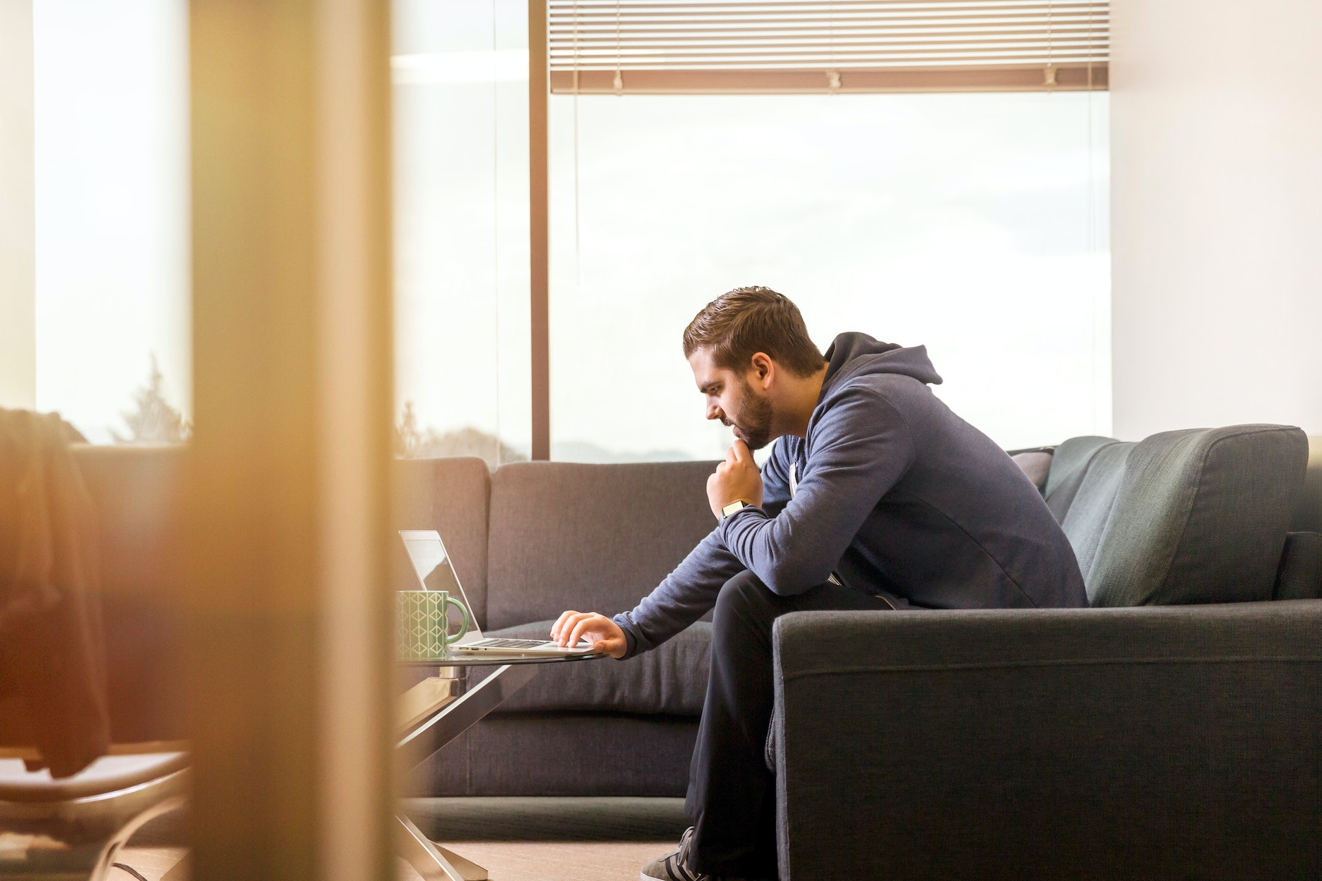 Man working on a computer in office 