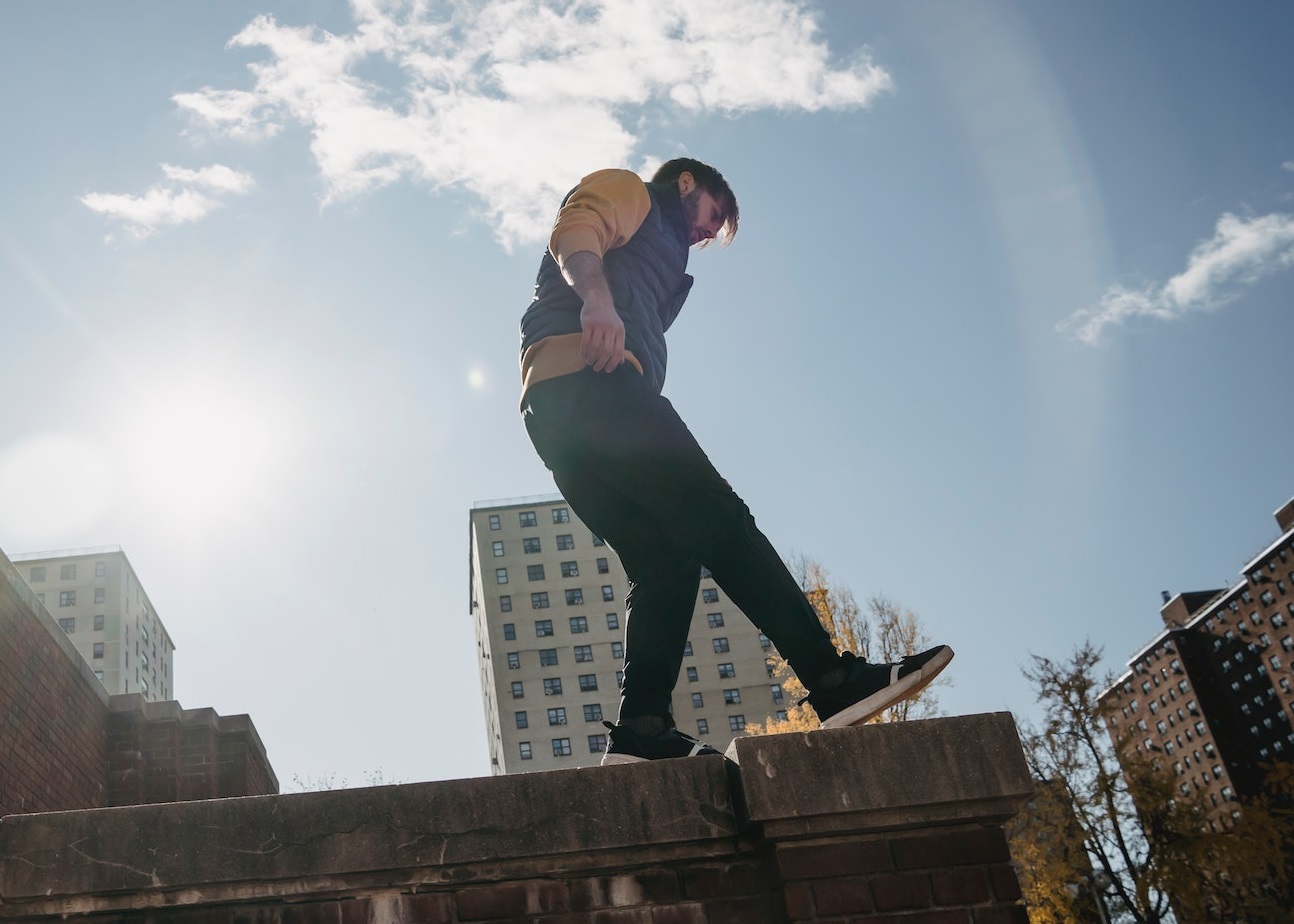 Man in the top of the building