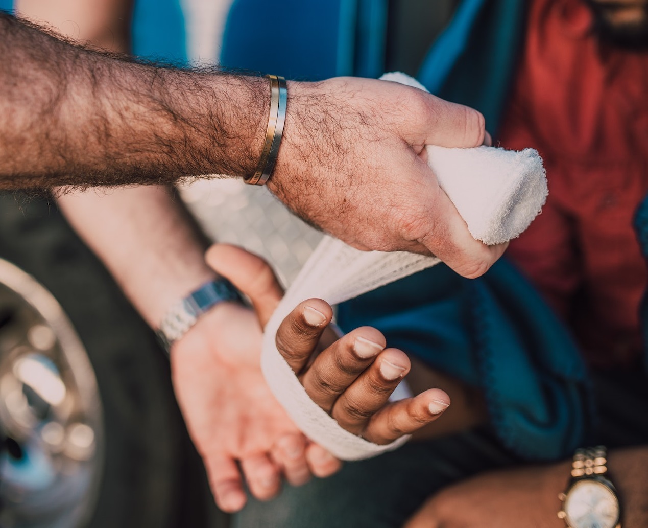 Man with hand injury