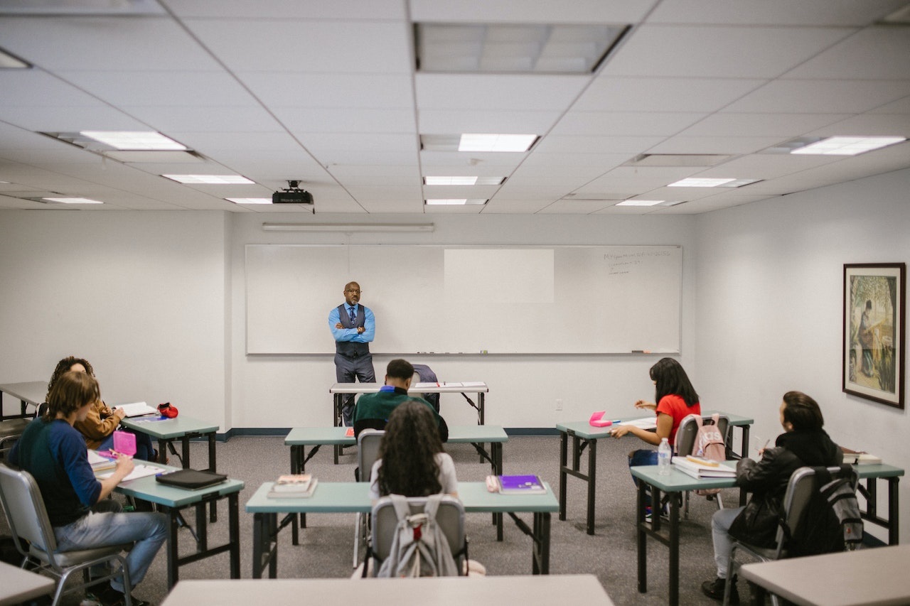 Professor and students in class