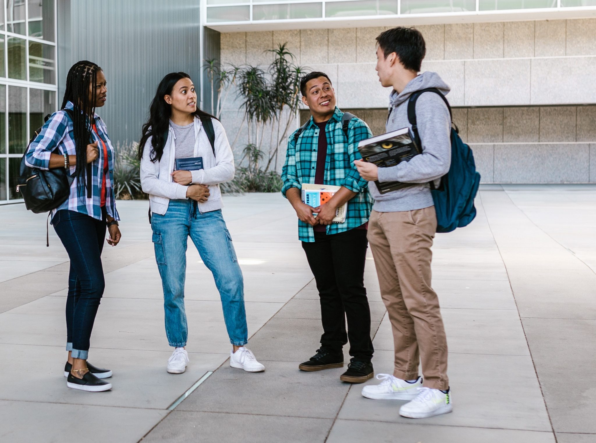 Students talking outside 