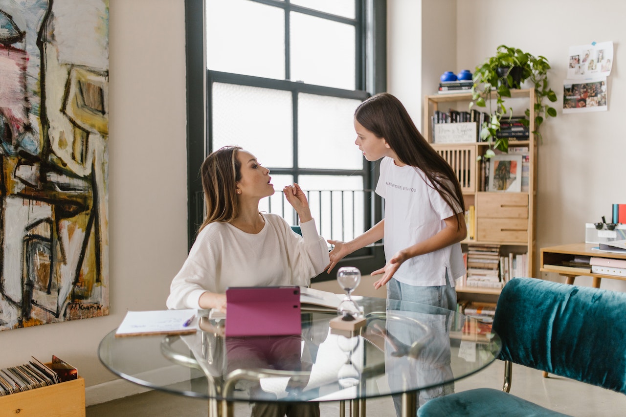Mother and daughter arguing