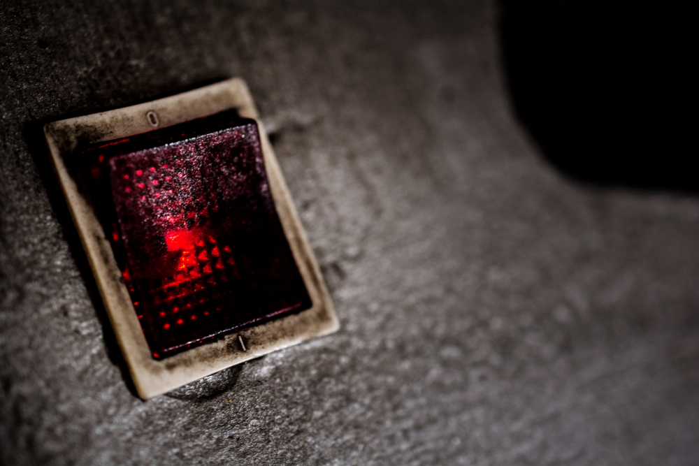 Gloomy dirty red button