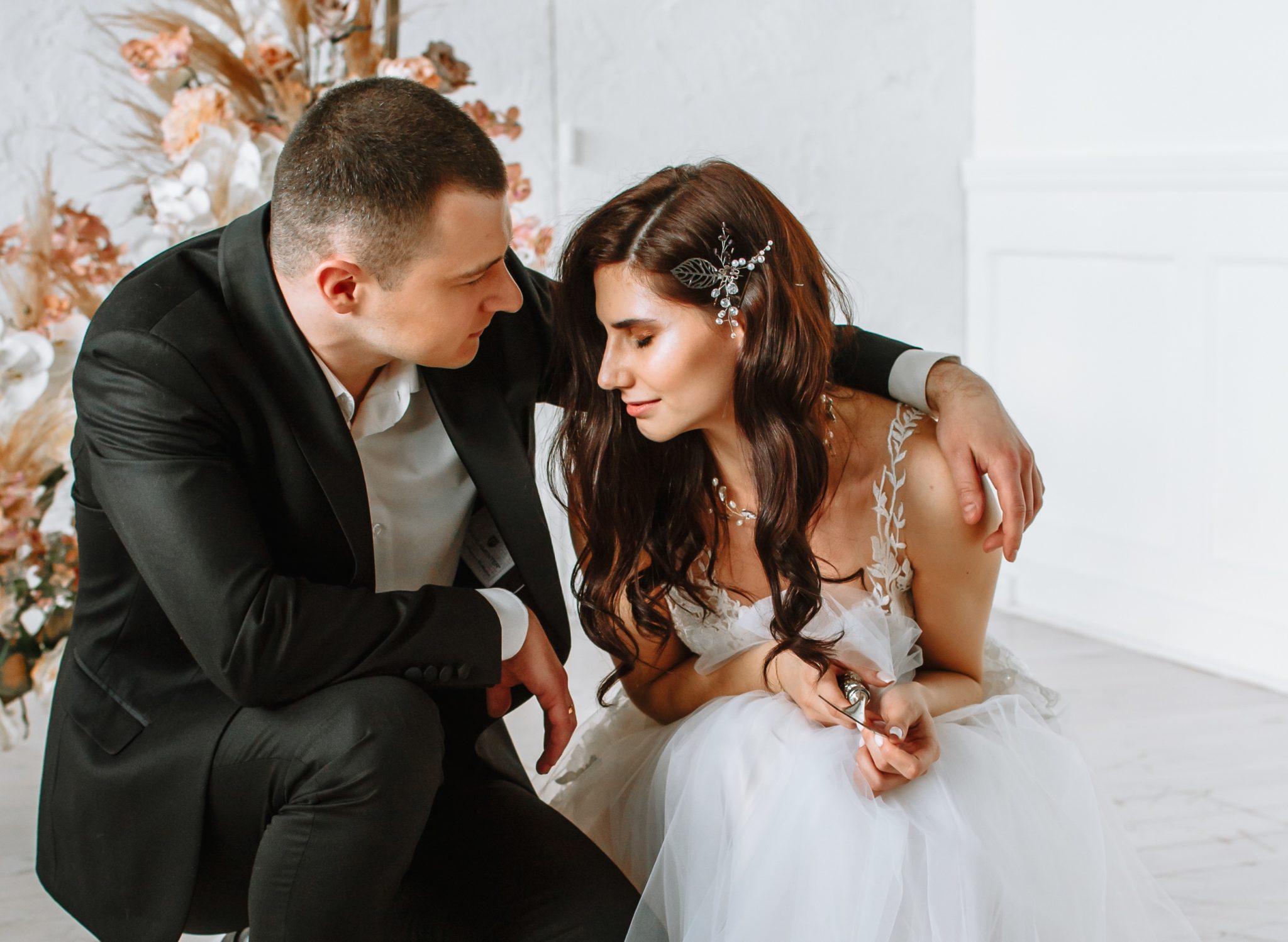 Upset bride and groom