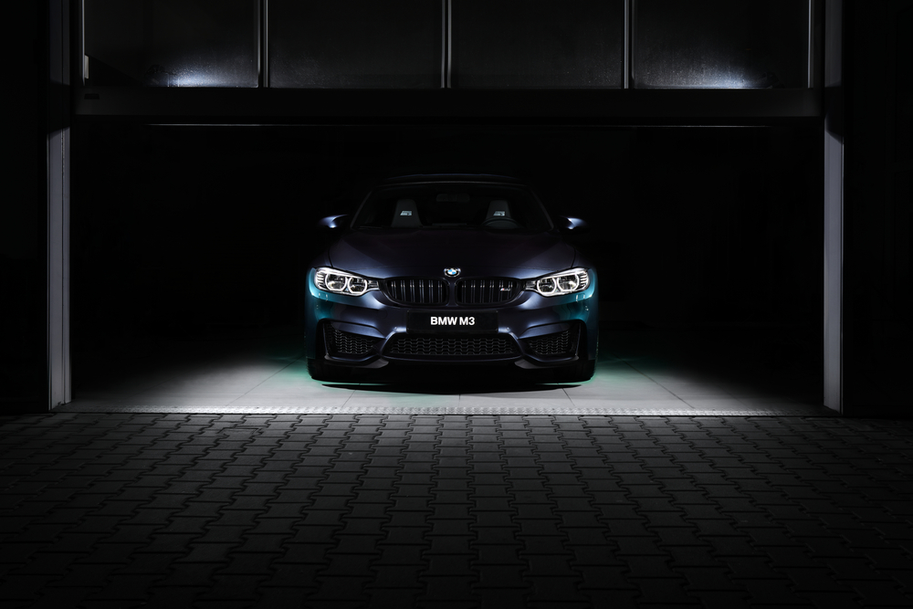 BMW in garage