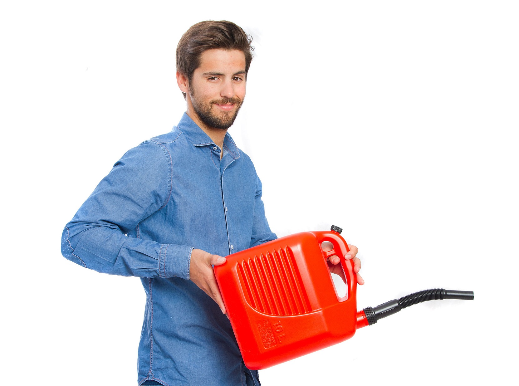 Man holding gas can