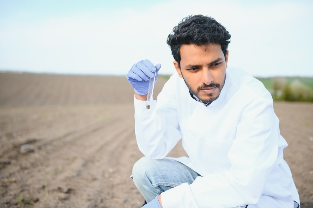 Agronomy Specialist taking soil sample 