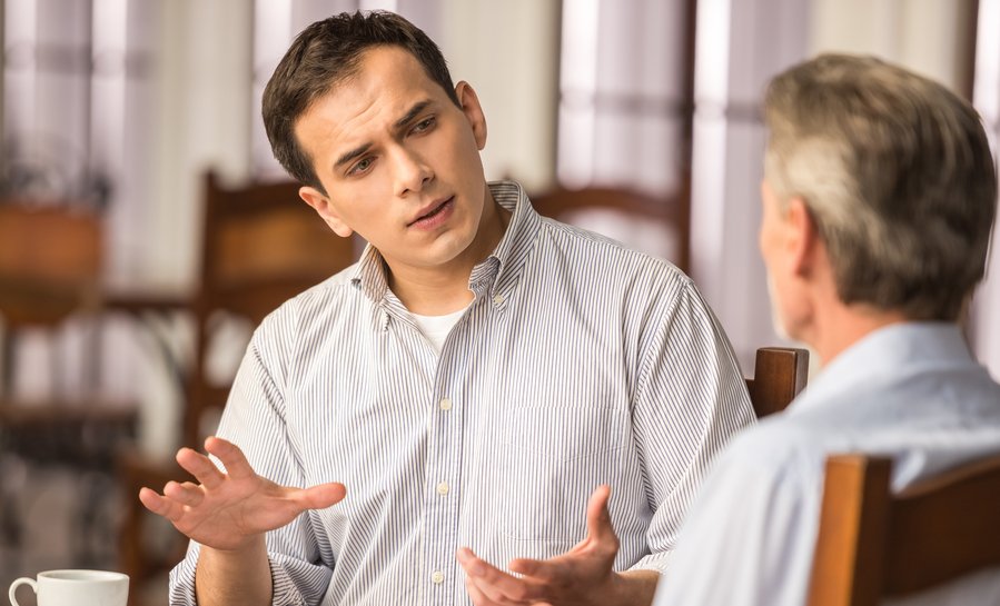 Young man is meeting his girlfriend's father