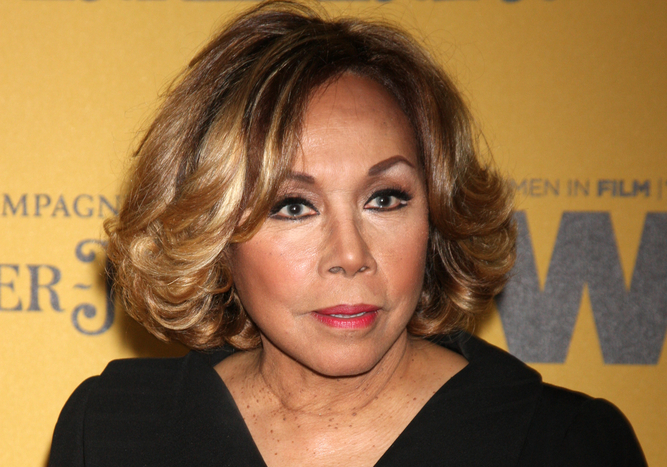 Diahann Carroll at the Women In Film Crystal Lucy Awards wearing a black dress