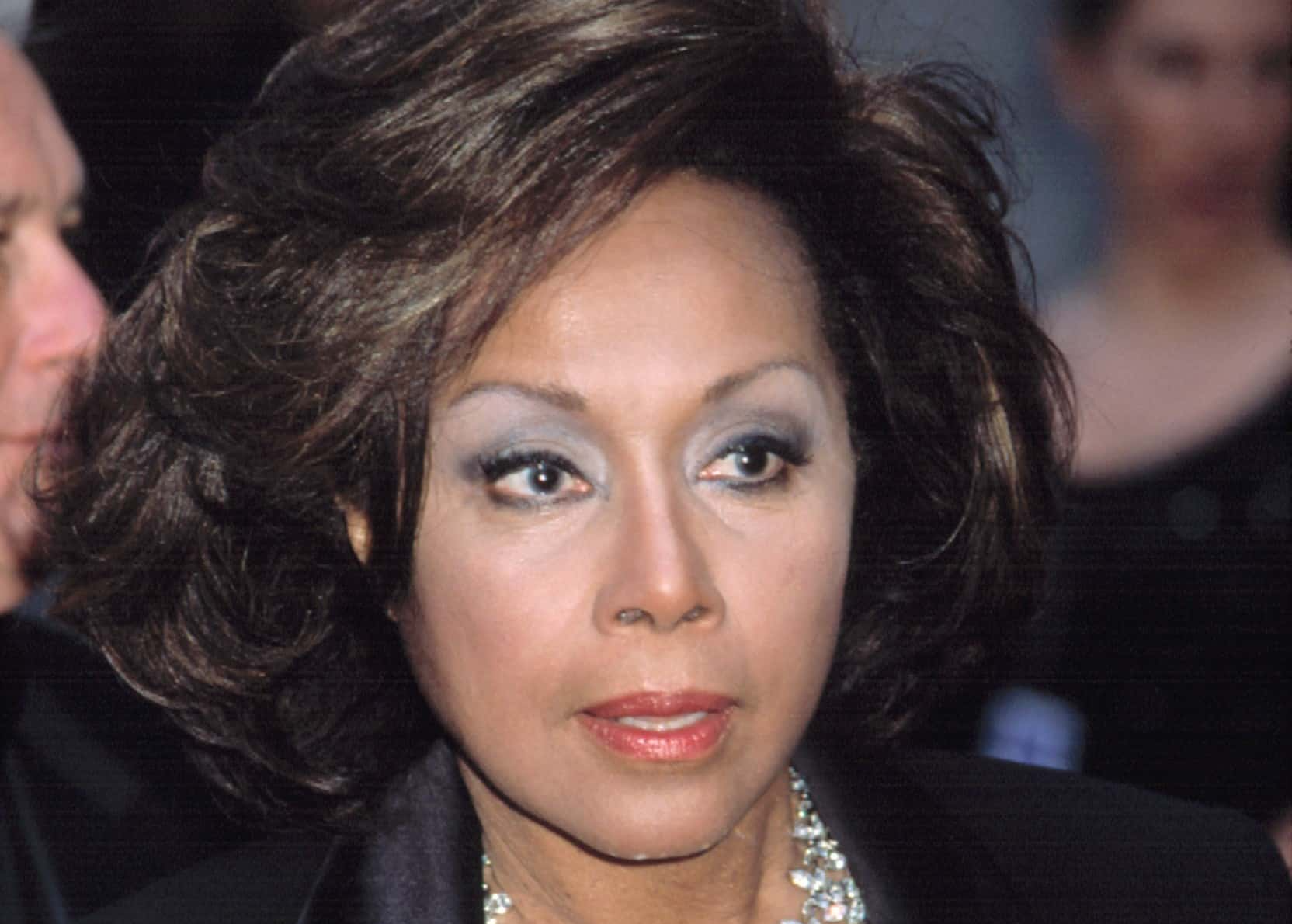 Diahann Carroll at NBC 75th Anniversary wearing black dress