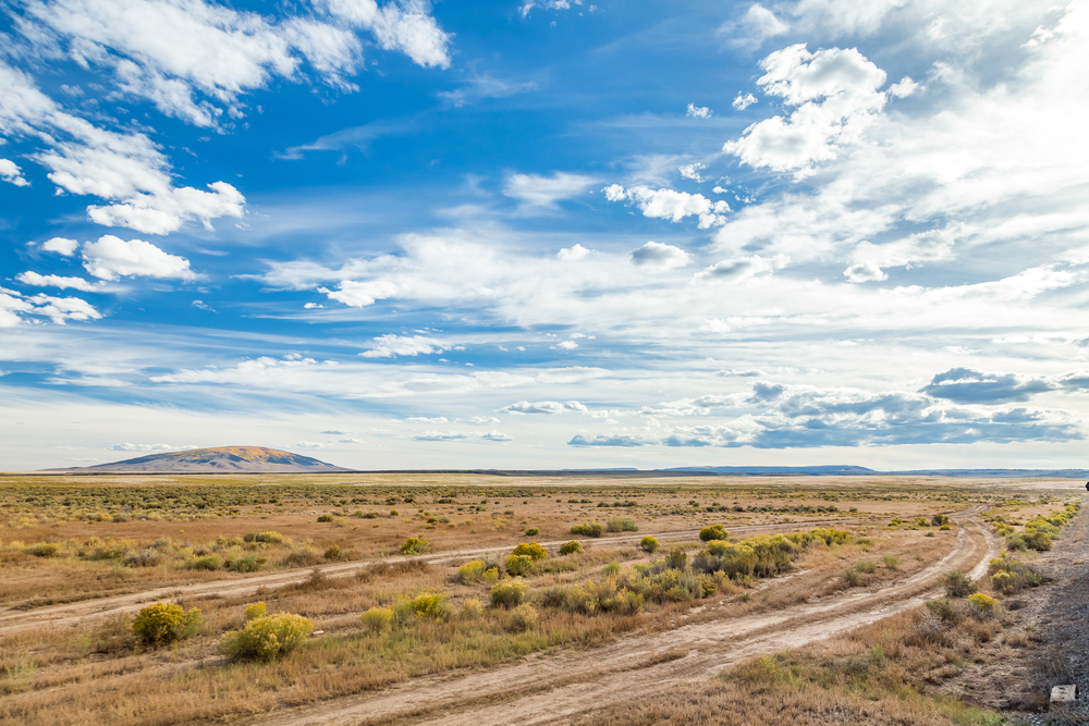 A view of San Antonio Mountain across the high desert of northern New Mexico