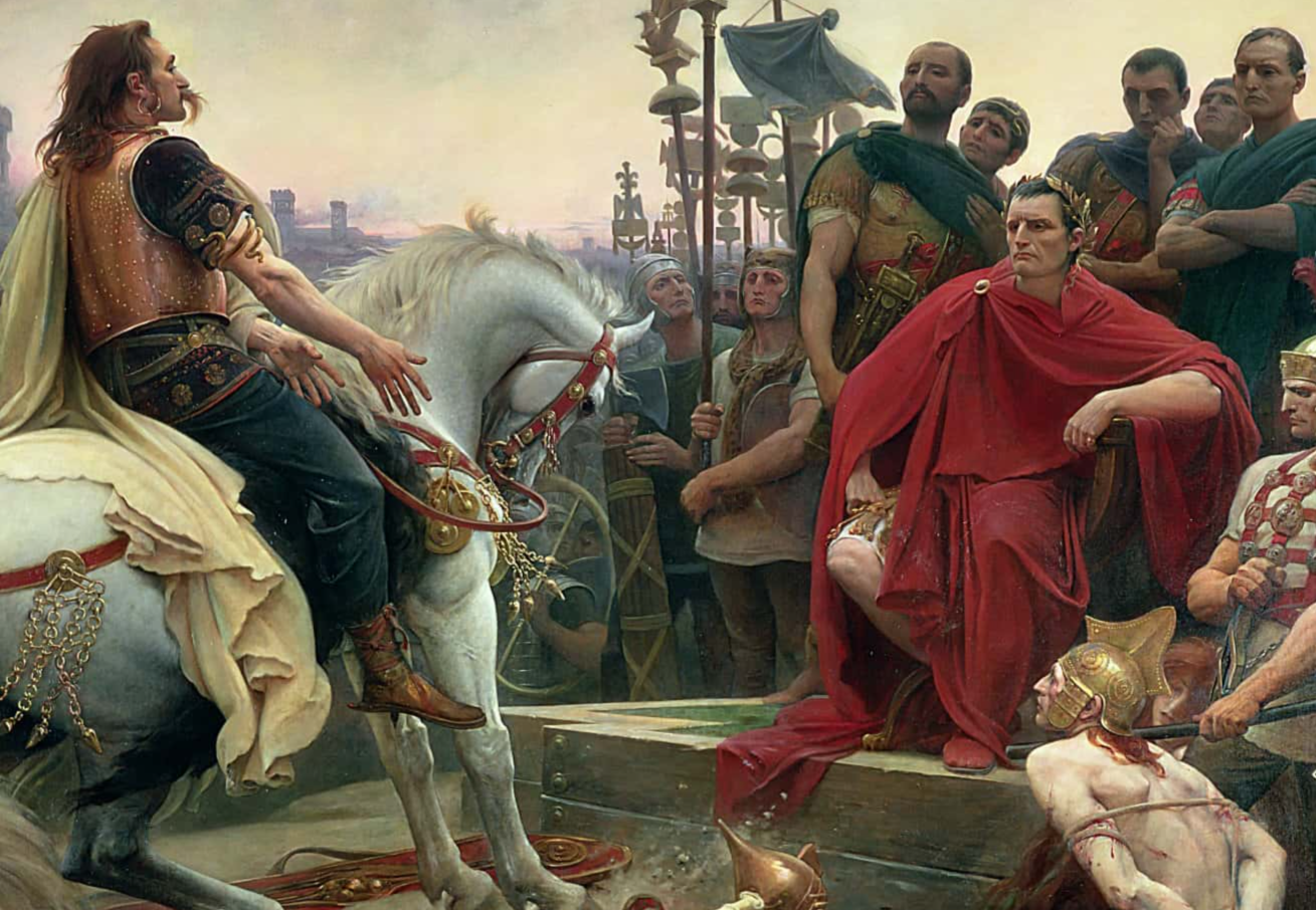 Vercingetorix throws down his arms at Julius Caesar